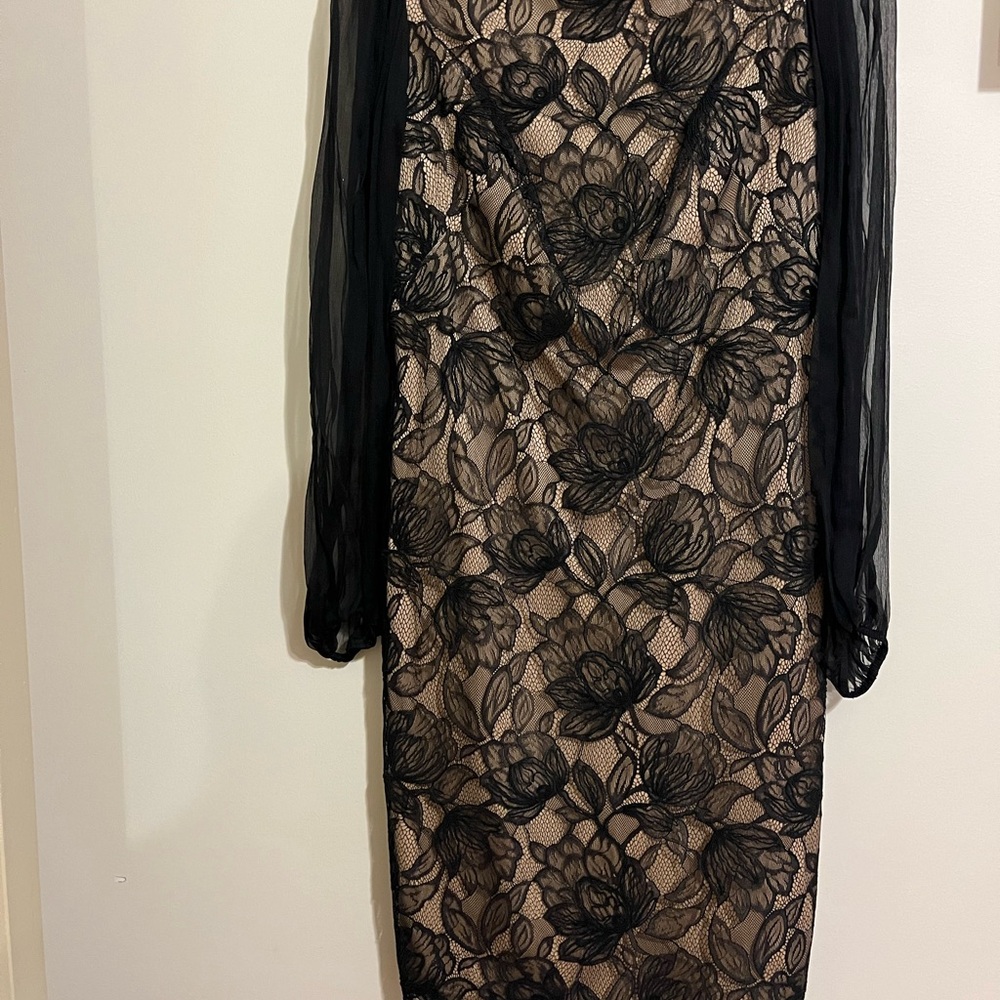 Gorgeous black Lace Tadija Shaji long sleeve dress size 4!